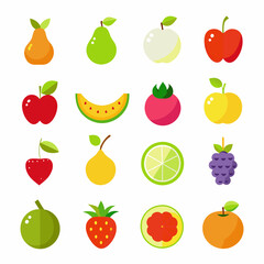 Fruit Apple Banana Orange set art vector illustration