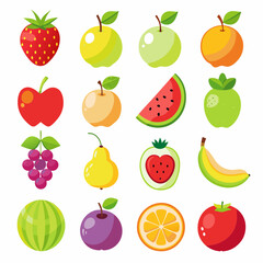 Fruit Apple Banana Orange set art vector illustration