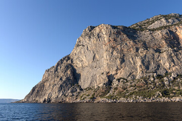 The rocky shore of Cape Aya. Surroundings of Balaklava, Sevastopol, Crimean Peninsula