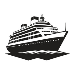 Cruise Ship Vector Silhouette Art