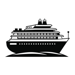 Obraz premium Cruise Ship Vector Silhouette Art