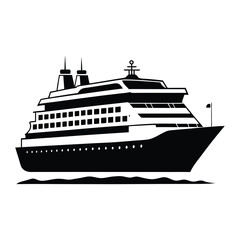 Fototapeta premium Cruise Ship Vector Silhouette Art