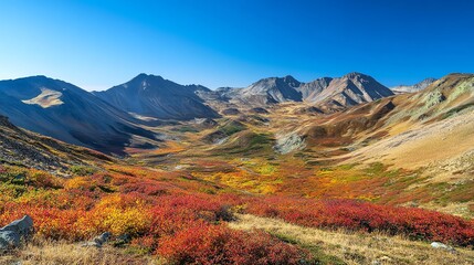 Stunning mountain vista with vibrant fall foliage.