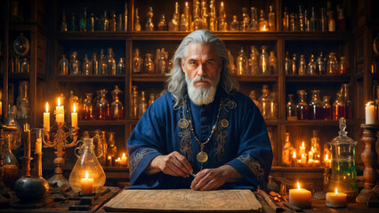 An alchemist in his alchemy lab