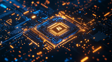 Obraz premium AI Artificial intelligence and machine learning technology concept. Circuit board.