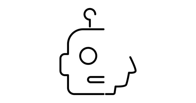 Artificial intelligence animated outline icon with alpha channel. Artificial intelligence 4k motion design animation for web, mobile and ui design