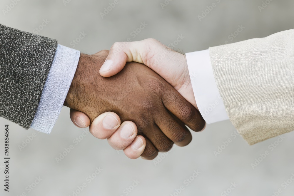 Wall mural two men shake hands in a business meeting