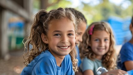 Fototapeta premium Young Girl Recycling Plastic Bottles.