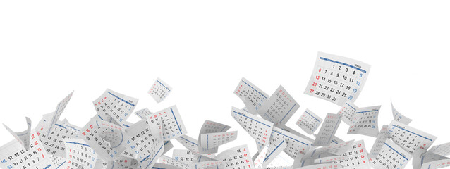 calendar pages fallen flying past year happy new year - 3d rendering © sea and sun