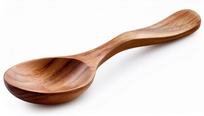 Rustic Wooden Spoon Isolated on White Background, Clipping Path, Full Depth of Field