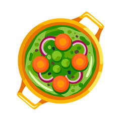 Vegetable soup flat vector illustration