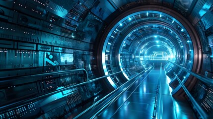 Obraz premium Secure Futuristic Digital Tunnel Depicting Online Finance Platform Architecture