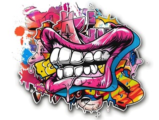Stylish Streetwear Graffiti Sticker Design Suitable for Apparel and Merchandise