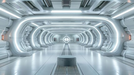 Obraz premium A large, empty space with white walls and a white ceiling