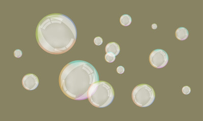 Soap suds balls with rainbow colors.