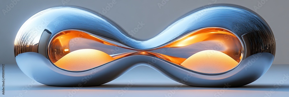 Aufkleber futuristic abstract representation of infinity with metallic chrome finish and smooth curves