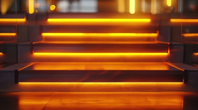 A staircase with lights on it - Powered by Adobe