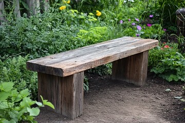 Fototapeta premium Create A Simple And Sturdy DIY Garden Bench From Reclaimed Wood