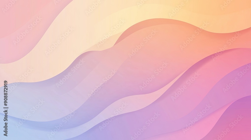 Poster Soft Gradient Hot Pastel Background With Flowing Waves in a Serene and Calming Composition