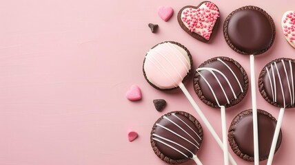 Stylish chocolate-dipped cookies, elegant designs, flat design illustration