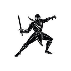 ninja man style pose dagger silhouette © FIROJ