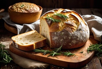 artisan handcrafted bread infused fresh herbs premium quality ingredients delightful culinary experience, loaf, flour, yeast, seasoning, texture, color