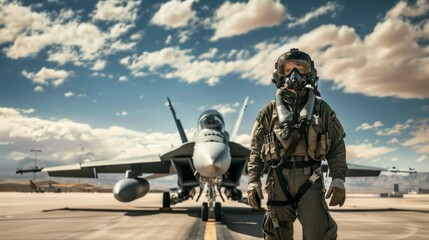 Photograph of military pilots and aircraft at the airport while on standby for a mission.