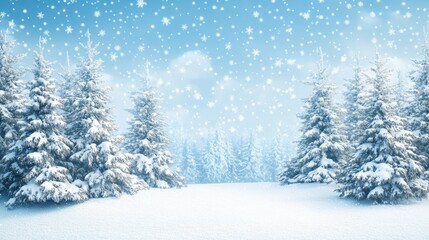 Fototapeta premium Snow-Covered Pine Trees in a Winter Wonderland