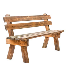 Fototapeta premium A wooden bench with a wooden back and wooden legs