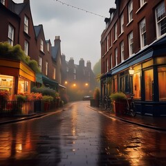 Fototapeta premium 영국의 비오는 거리, rainy streets in england