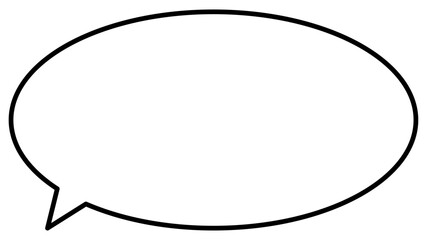 吹き出し　単体　シンプル　イラスト　ベクター　楕円　白　黒縁