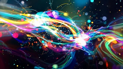 abstract representation of communication signals with bright colors and lights