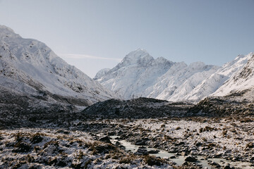 Mount Cook Walking track in New Zealand. 