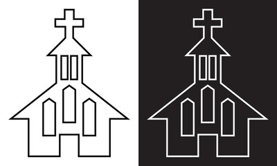 Christian church silhouette icon. House of God  isolated on white and black background. vector illustration. EPS 10