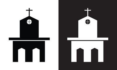 Christian church silhouette icon. House of God  isolated on white and black background. vector illustration. EPS 10