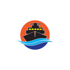 Ship Logo, Ocean Transport Vector, And Cruise Ship, Cargo, Logistics, Sailing School, Speedboat