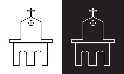 Christian church silhouette icon. House of God  isolated on white and black background. vector illustration. EPS 10