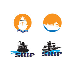 Ship Logo, Ocean Transport Vector, And Cruise Ship, Cargo, Logistics, Sailing School, Speedboat
