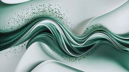 Captivating art of colour in green colour like wavy mood on white background. Generative ai.