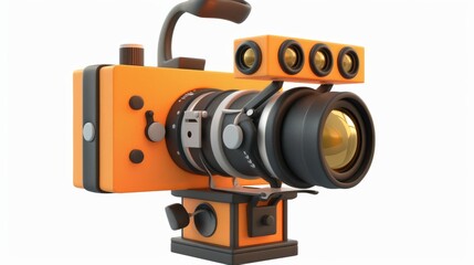 Movie camera, icon 3d art design illustration on a white background.