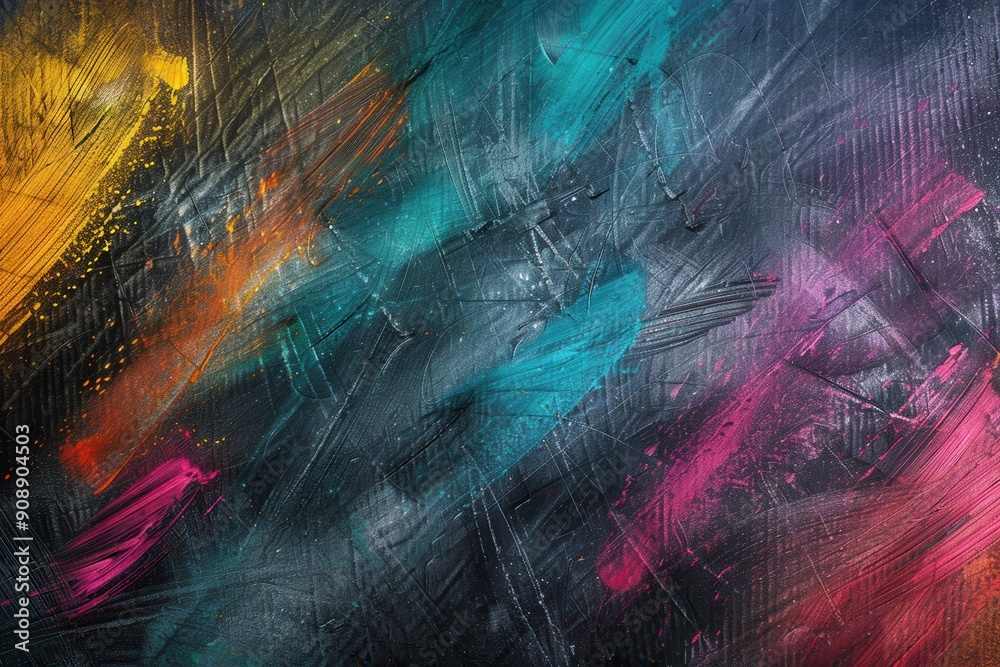 Poster a dark green chalkboard displays colorful brushstrokes, showcasing students’ artistic expressions du