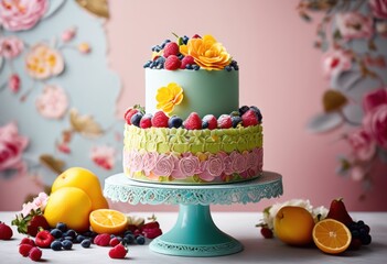 stunning display layered cakes elegant decorative stand showcasing delicious flavors beautiful designs, dessert, sweet, chocolate, vanilla, fruit, frosting