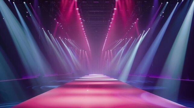 A Runway Lit with Colorful Spotlights