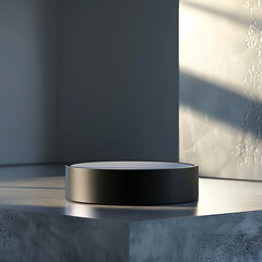 interior of a modern house with close up product display podium