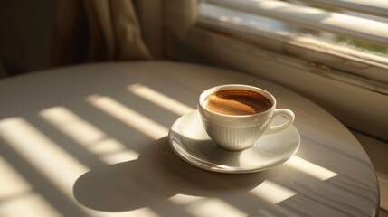 A Cup of Coffee in the Morning Sunlight