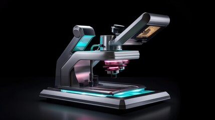 Lab microscope with a high-tech, illuminated slide