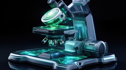 Lab microscope with a high-tech, illuminated slide