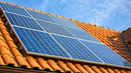 A solar panel is installed on a roof