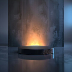 interior of a modern house with close up product display podium