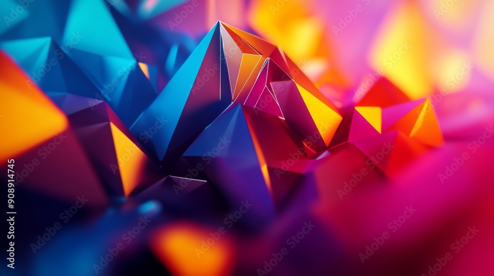 Leinwandbilder 3d rendering of moving polygonal shapes with a vibrant, dynamic feel and energetic colors